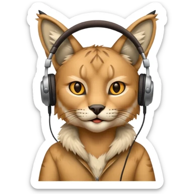 lynx with headphones listening to music sticker