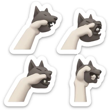 a wolf nodding his head up and down and a hand creating a fist for half of it and then it pointing to the right the second half, as if to say "hmm, yes" sticker