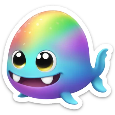 Kawaii derpy fat rainbow sea monster  sticker