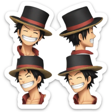 Luffy smile one piece a top hat sticker