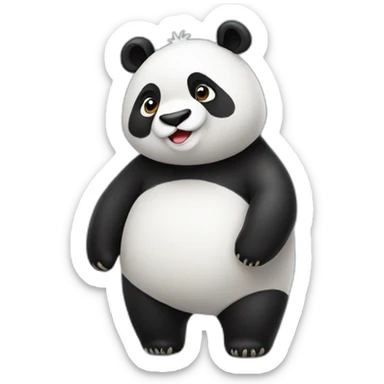 full body panda on all fours sticker