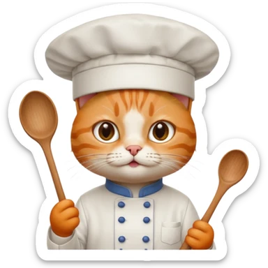 Cat with chef het and with spoon sticker