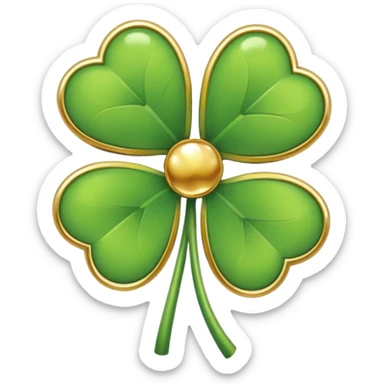 Gold outline and white four leaf clover emoji  sticker