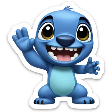 fictional character stitch giving a high five sticker