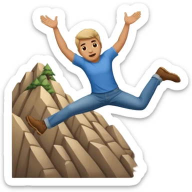apple style emoji of a man tumbling head over heels down past a mountain sticker