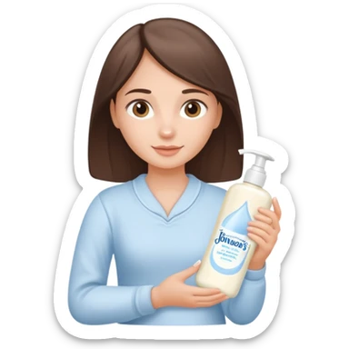Girl holding johnson baby body lotion sticker