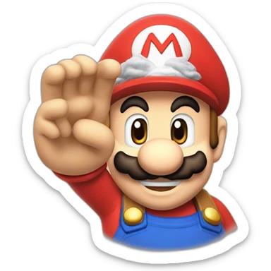 Mario à côté d'une main qui montre un pouce vers le ciel sticker