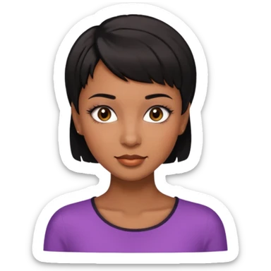 Women with brow skin and very short black haircut brown eyes , long lashes pretty and dimples   sticker