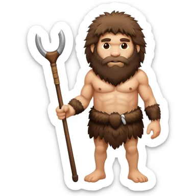 caveman with animal fur clothing and a club sticker