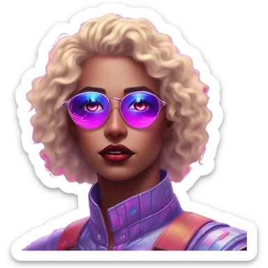 Synthwave Pelle in fantasy style, oil paint, epic eyes, intricate lips, exquisite pose, beautiful, desirable, logical, Midsommar  sticker