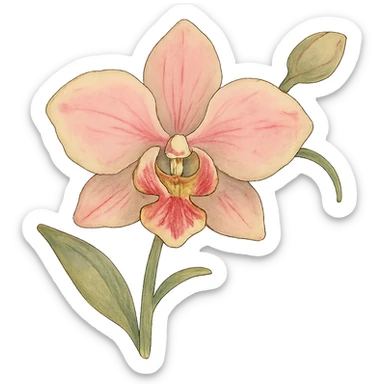 ghibli style orchid flower illustration sticker
