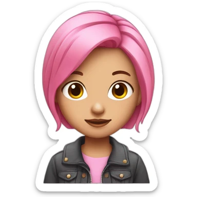 cute girl with pink hair and clothing sticker