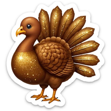 Brown glitter turkey sticker