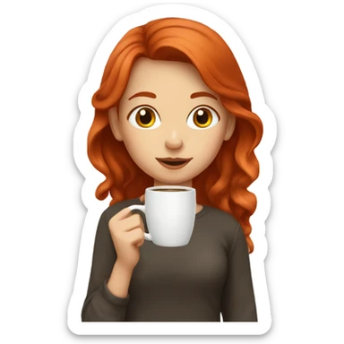 red head girl drinking coffee sticker