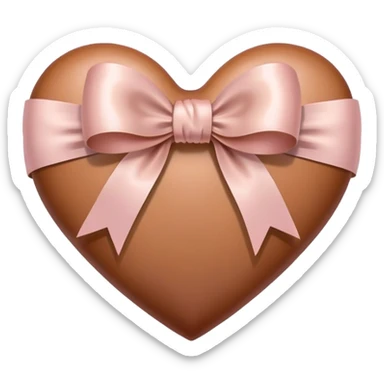 Brown pastel heart with a bow ￼ sticker