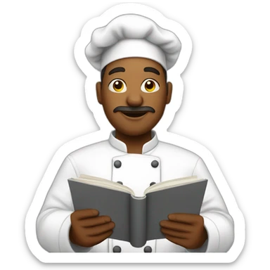 chef reading recipe book sticker
