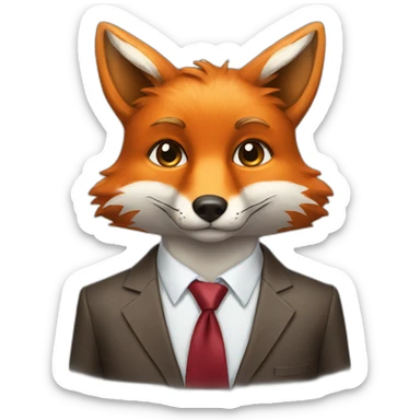 fox wearing a tie sticker