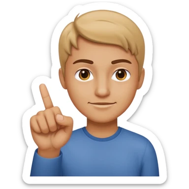 half smirk with finger pointing sticker