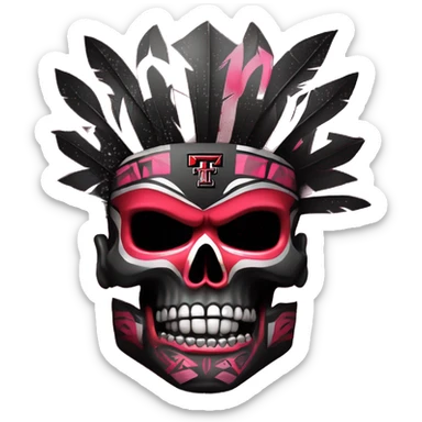  detailed tribal artwork background Texas tech logo multi dimensional red black warrior skull pink Mohawk  sticker