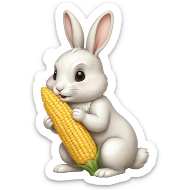 rabbit eating corn sticker