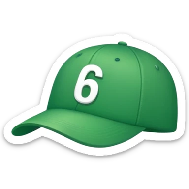 green cap with number “6” on it sticker