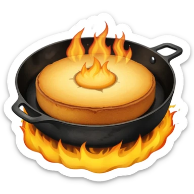 skillet with cornbread on fire sticker