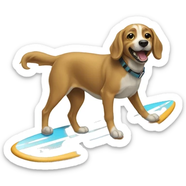 chien qui fait du surf sticker