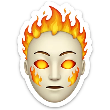 completely featureless head with fire, no eyes, no nose, no mouth, blank face sticker