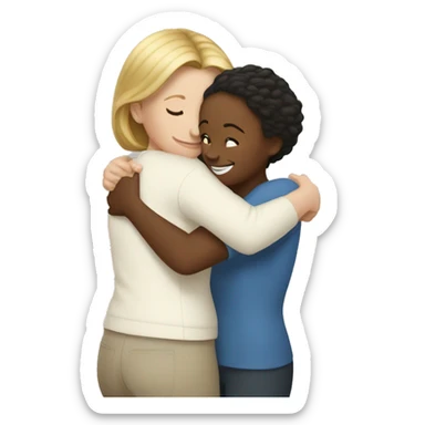 White Mom giving a hug to white daughter sticker