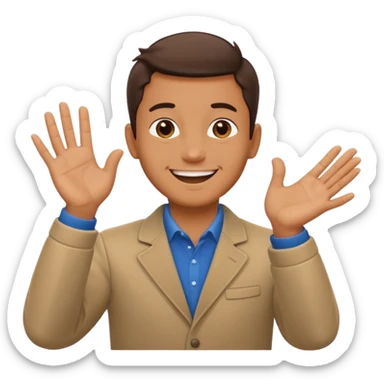 clap hand with men head in between sticker