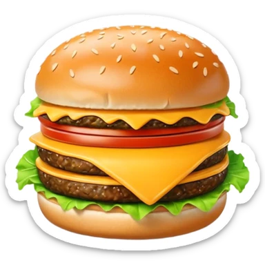 A cute 3D emoji-style letter “A” shaped like a burger, glossy finish, sesame bun forming the top and bottom, melted cheese, lettuce and patty integrated into the letter shape, smooth cartoon design, soft lighting, clean background, high-quality modern emoji look. sticker