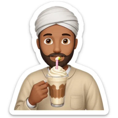 brown muslim man drinking milkshake sticker