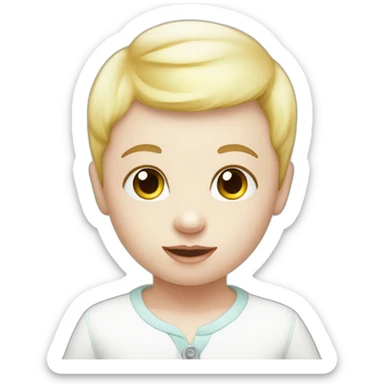 Newborn with pale skin fixing light bulb sticker