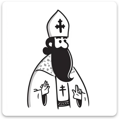 Orthodox pope, black and white hand drawn doodle sticker