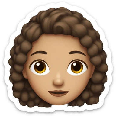 a white brown girl wirh dark brown and little highlights and short hair with brown eyes sleeping sticker