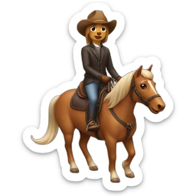 a dachshund riding a horse sticker