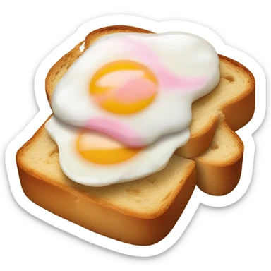 toast bread with pink egg sticker