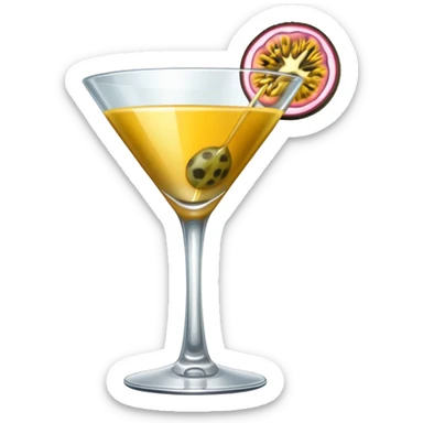 martini glass with half passionfruit sticker