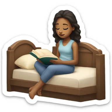 a girl chilling in her room sticker