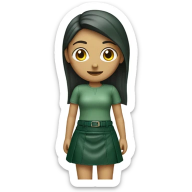 Dark Green leather mini skirt isolated sticker