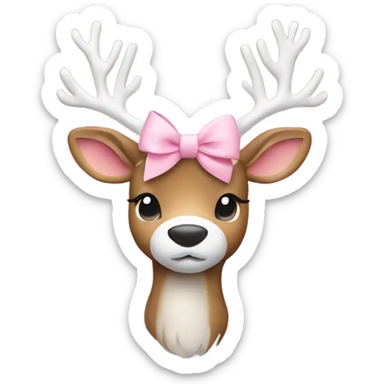 reindeer with light pink bow sticker