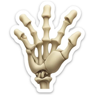 Bones pointing down that resemble a hand sticker