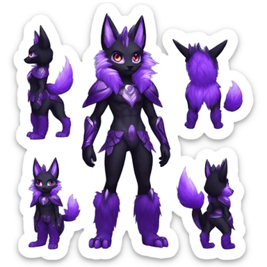 Anthro-Edgy-Cool-Black-Purple-Contrast-Colors-Fantasy-Fur-Sona-Chibi-Shiny-Fakémon-Hybrid full body sticker