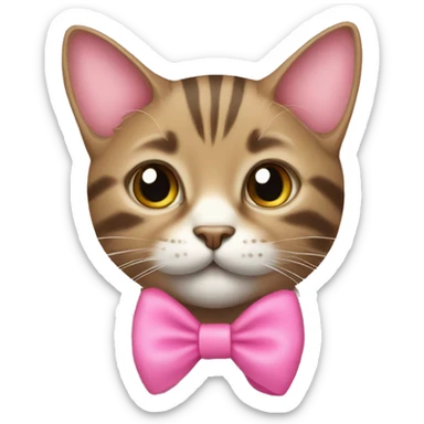 Tabby cat with a pink bow sticker