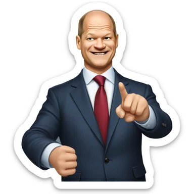 olaf scholz smiling and pointing a finger sticker