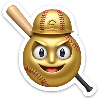 a Bomb emoji holding a baseball bat with money sign eyes sticker