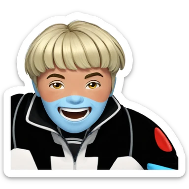 blue skinned boy smiling sticker