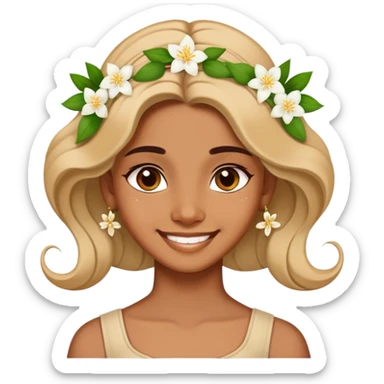 Tamil girl smiling with jasmine flowers in hair sticker