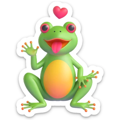 frog blowing a kiss sticker