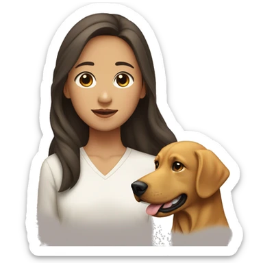 Very Light brown skin male next to an Asian female with a dark golden retriever in the middle  sticker